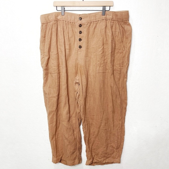 Madewell Plus Cotton-Linen Pull-On High-Rise Tapered Pants Button-Front Edition - Picture 4 of 11